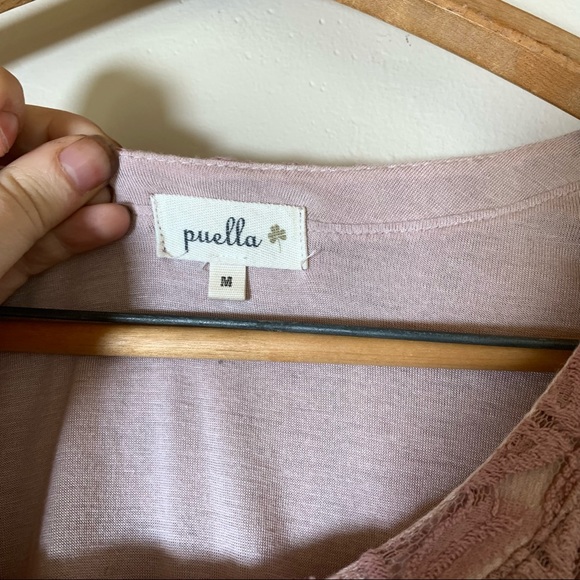 Anthropologie Puella Amare mauve pink lace swing dress full line sz M gorgeous! - Picture 3 of 6